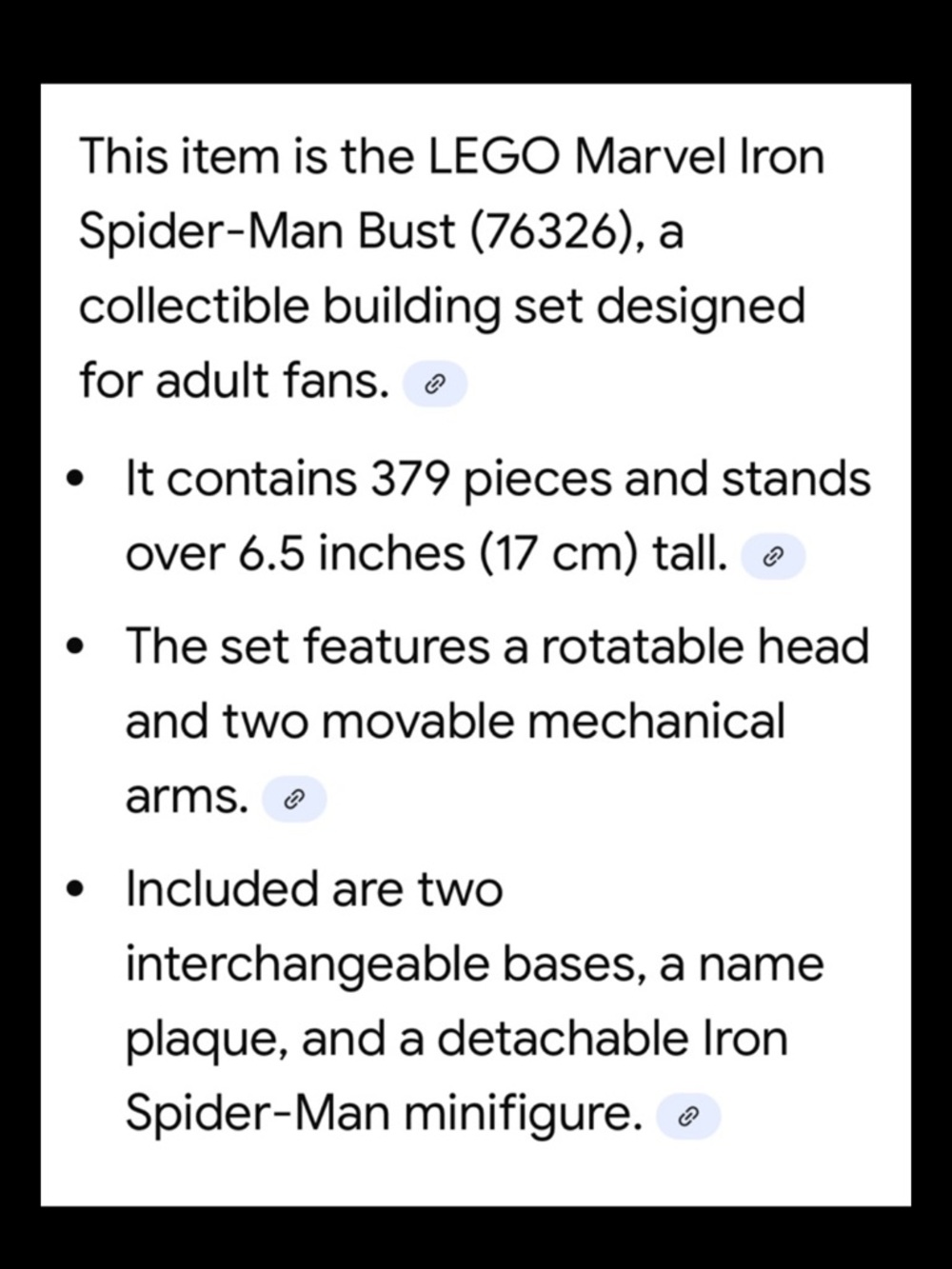 LEGO Marvel Iron Spider-Man Bust in Red /Gold Collectible 76326 379Pcs 18+ NIP - Picture 9 of 10